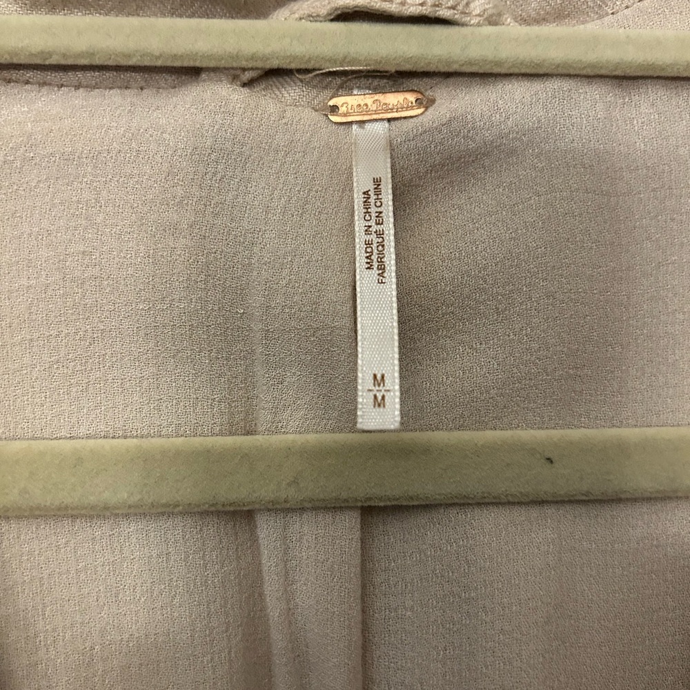 Free People Linen Layered Ruffles Blazer Jacket in Dusty Fig Cream Medium NWOT - Picture 9 of 11